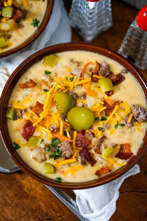 Slow Cooker Bacon Cheeseburger Soup Accidental Happy Baker