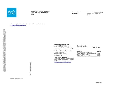 Charles Schwab Bank Statement Pdf Page Of Schwab One Type