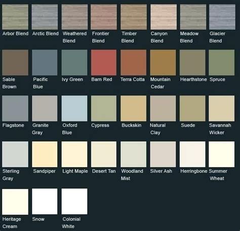 Vinyl Siding Color Chart Samples