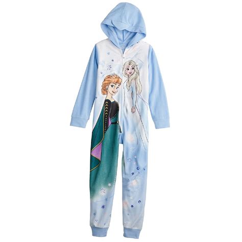 Disneys Frozen Girls Anna And Elsa Journey Union Suit Pajamas Size 6