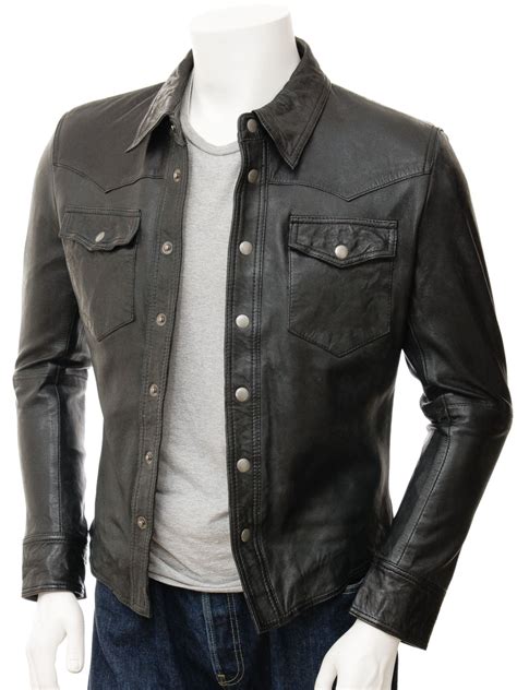 Mens Black Leather Shirt Beaworthy MEN Caine