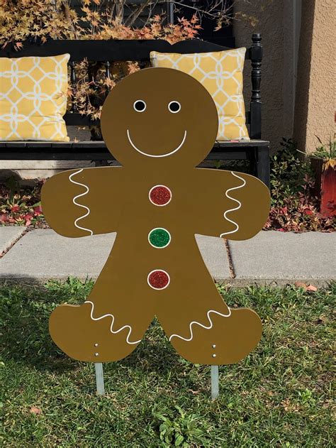 Gingerbread Man Large Christmas Decoration Wood Yard Art Sign Etsy