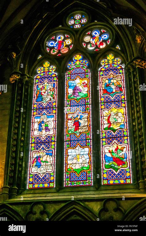 Stained Glass Window Lincoln Cathedral Lincolnshire England Ray