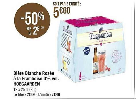 Promo Bière Blanche Rosée à La Framboise 3 Vol Hoegaarden chez Géant