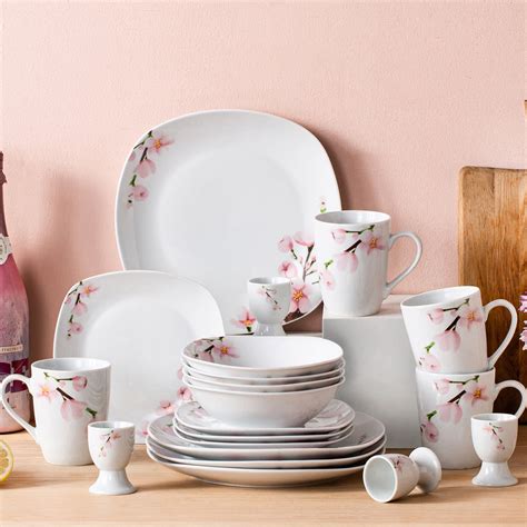 VEWEET 20 Piece Porcelain Dinnerware Set Ivory White Dinner Set