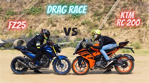 Ktm Rc Vs Yamaha Fz Drag Race Moto Nation Youtube