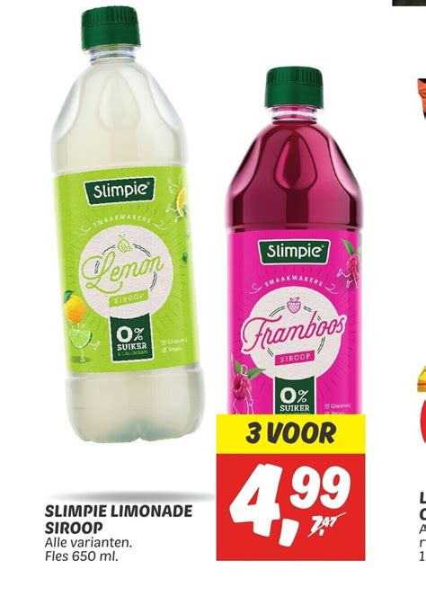 Slimpie Limonade Siroop Fles Ml Aanbieding Bij Dekamarkt