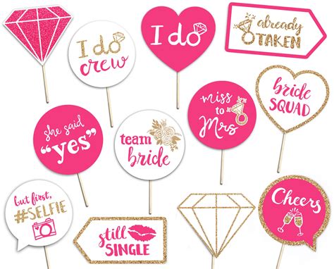 Bachelorette Party Printable Photo Booth Props Gold Pink And Etsy Uk