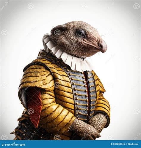Lizard Knight A Life Like Avian Illustration In Armor Stock