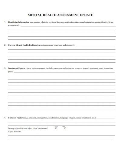 Mental Health Assessment Examples Format Pdf