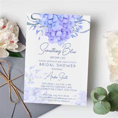 Something Blue Hydrangea Bridal Shower Floral Invitation Zazzle