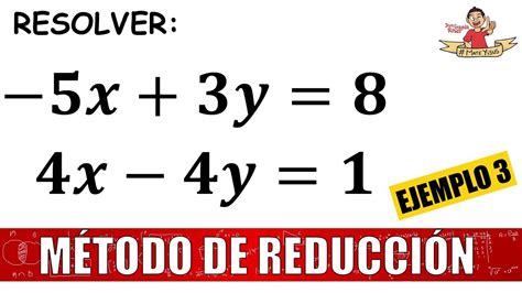 Método de reducción suma y resta Sistemas de ecuaciones de 2x2 Ej