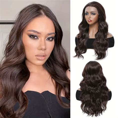 Lace Front Long Wavy Synthetic Wigs Natural Looking Curly Temu