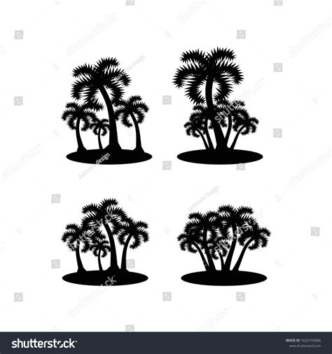 Collection Silhouette Palm Coconut Tree Stock Vector Royalty Free