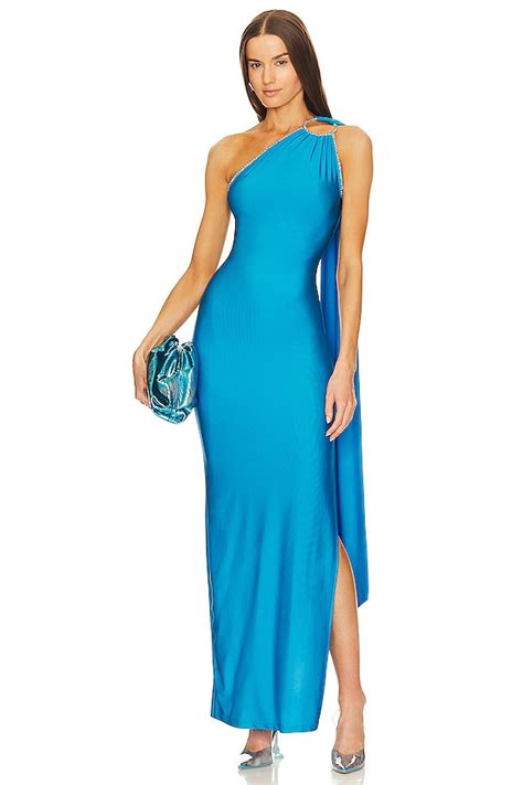 Khanums X Revolve One Shoulder Cut Out Gown In Blue Revolve