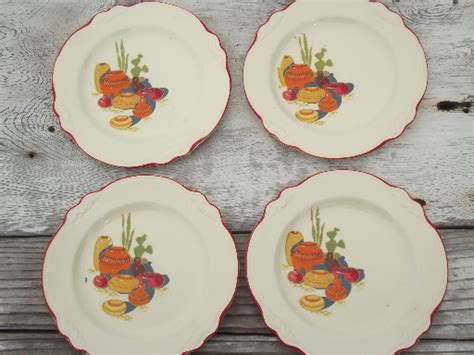 Mexicali Cactus Pattern Vintage Homer Laughlin China Plates Virginia Rose