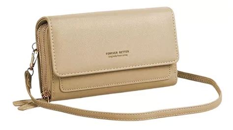 Bolsa Carteira Feminina Porta Celular Tiracolo Minimalista Cor Nude