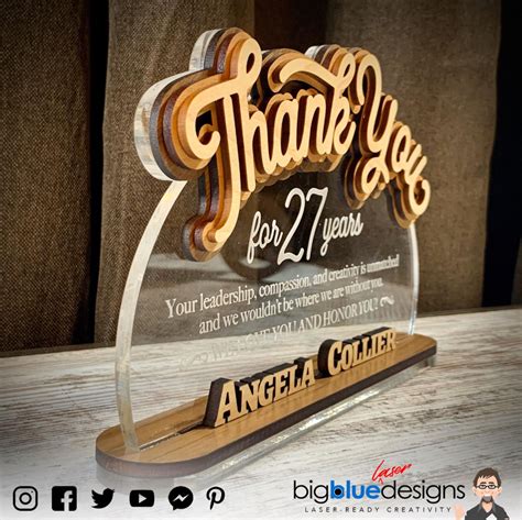 Layered Thank You Award Svg Pdf Laser Cut File Instant Download Etsy