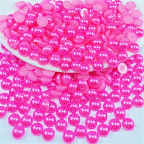 Amazon Pinhoollgo 150pcs 14mm Hot Pink Flatback Half Pearls For