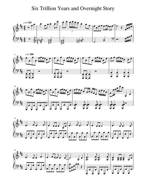 Six Trillion Years And Overnight Story Sheet Music For Piano Solo