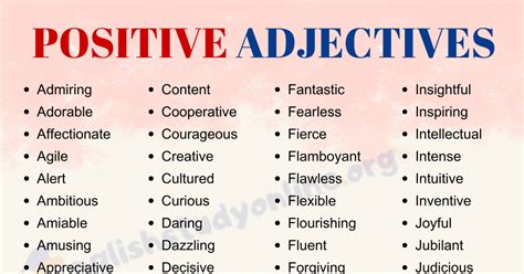 Positive Adjectives List