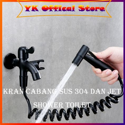 Jual Kran Cabang Sus Dan Jet Shower Toilet Hitam Matte Inch