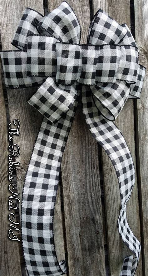 Buffalo Bow Ivory Black Check Buffalo Check Off White Black Ribbon Bows