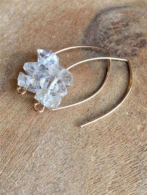 Herkimer Diamond Earrings April Birthstone Earrings Raw Etsy