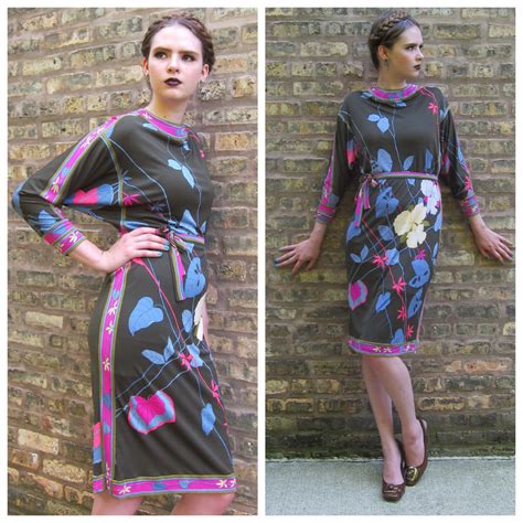 70s Leonard Paris Dress In Silk Jersey Print 1970s Designer