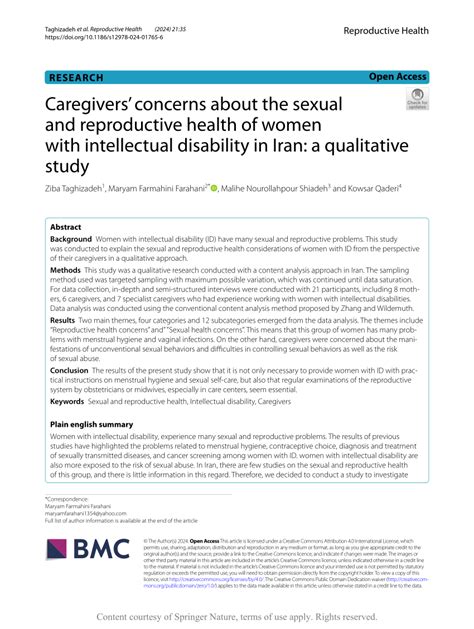 Pdf Caregivers Concerns About The Sexual And Reproductive Health Of