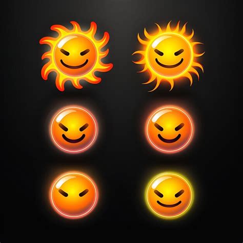 Premium Photo Neon Design Of Sun Face Icon Emoji With Smiling Winking