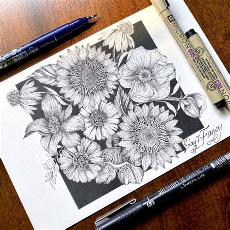 Botanical illustration | Flower drawing tutorials, Ink pen drawings, Flower drawing