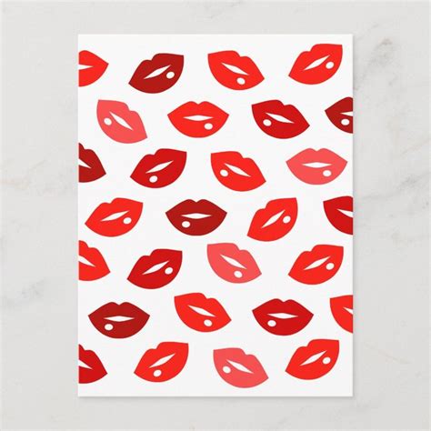 Red Lipstick Kisses On White Background