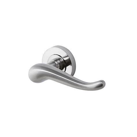 Colours Rhyl Satin Nickel Effect Brass Curved Latch Push On Rose Door Handle L119mm Diy At Bandq