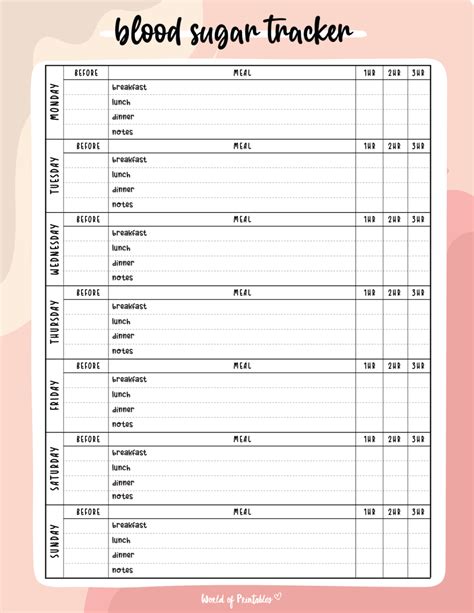 Blood Sugar Logs World Of Printables