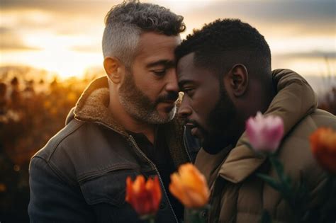Premium Photo Portrait Of A Happy Gay Couple Embracing Each Other Outdoorsdiversity And Lgbt
