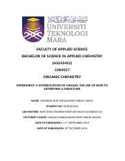 Experiment Docx Faculty Of Applied Science Bachelor Of Science In