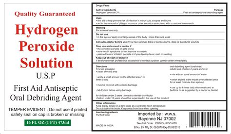 Hydrogen Peroxide Details From The Fda Via