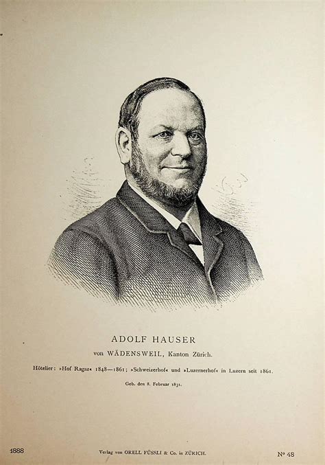 HAUSER Adolf Hauser 1831 1892 Hotelier 1888 Art Print Poster