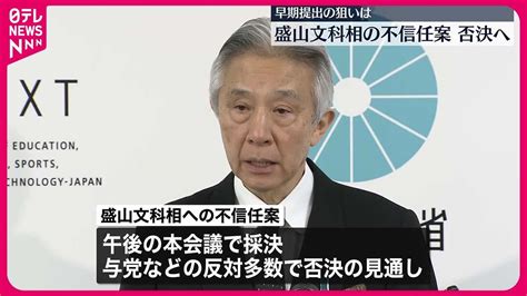 【衆院本会議】盛山文科相への不信任案、否決の見通し Youtube