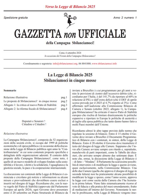 Verso La Legge Di Bilancio 2025 Sbilanciamoci In 5 Mosse Sbilanciamoci Leconomia Comè E