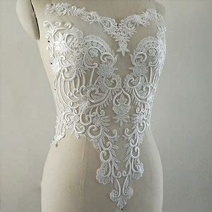 Lace Applique With Sequins Light Ivory Bodice Applique Trims