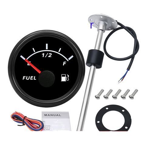 0 190 Ohm 52mm Fuel Level Gauge With Sensor Red Backlight Fuel Gauge Water Level Sensor For Car