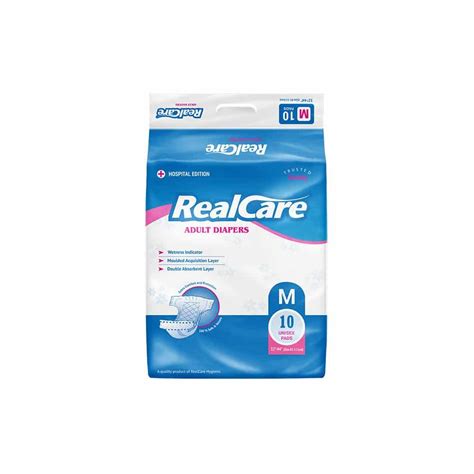Realcare Adult Diapers Hospital Edition Pack Of 10 Medium Set Of