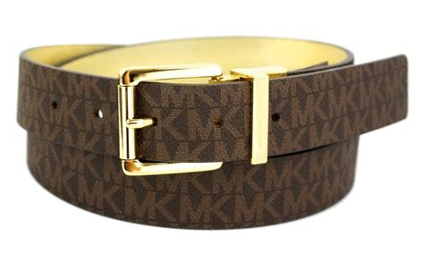 Women S Michael Kors Mk Logo Premium Leather Reverisble Belt Brown