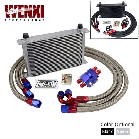 Universal Oil Cooler 25 Rows An10 Engine Transmission Oil Cooler Kit Filter Relocation With Pqy