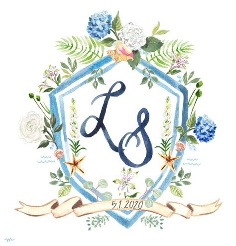 Custom Watercolor Wedding Crests Mospens Studio Custom Wedding