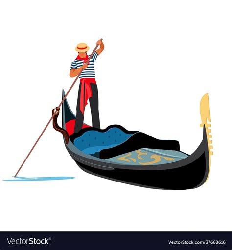 Venice Gondola Italy Old Boat With Gondolier Vector Image