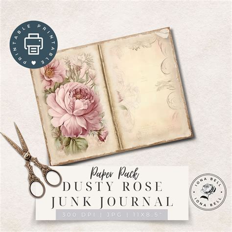 Dusty Rose Junk Journal Printables Digital Rose Junk Journal Pages