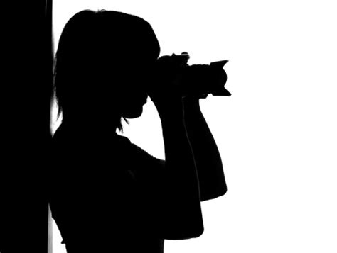 Silhouette Of Woman With Photo Camera Stock Photo - Download Image Now - iStock